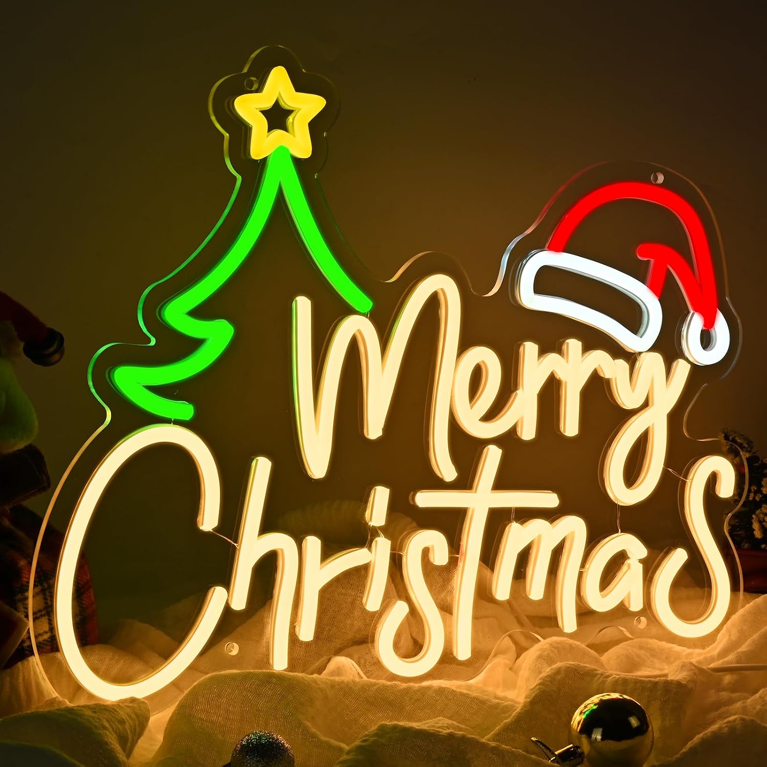 Lighting Christmas Decor - Merry Christmas Neon Sign USB Powered