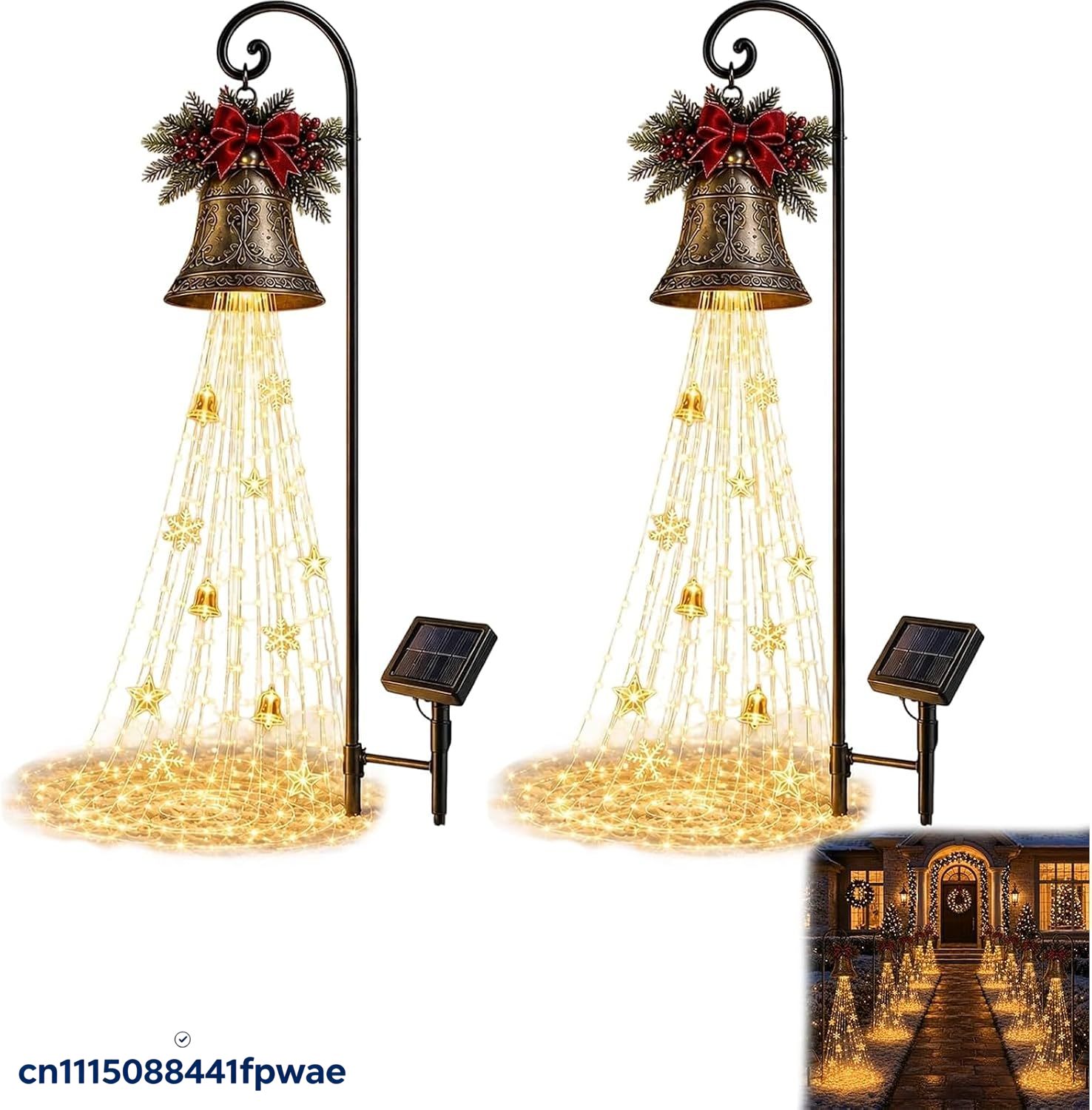 Lighting Christmas Decor - Christmas Bell Cascade Solar Yard Light