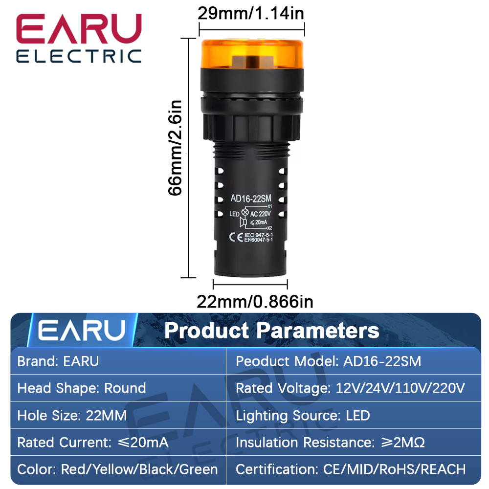 EARU AD16-22SM 22MM Panel Diam - đánh giá và giá Lighting Visual