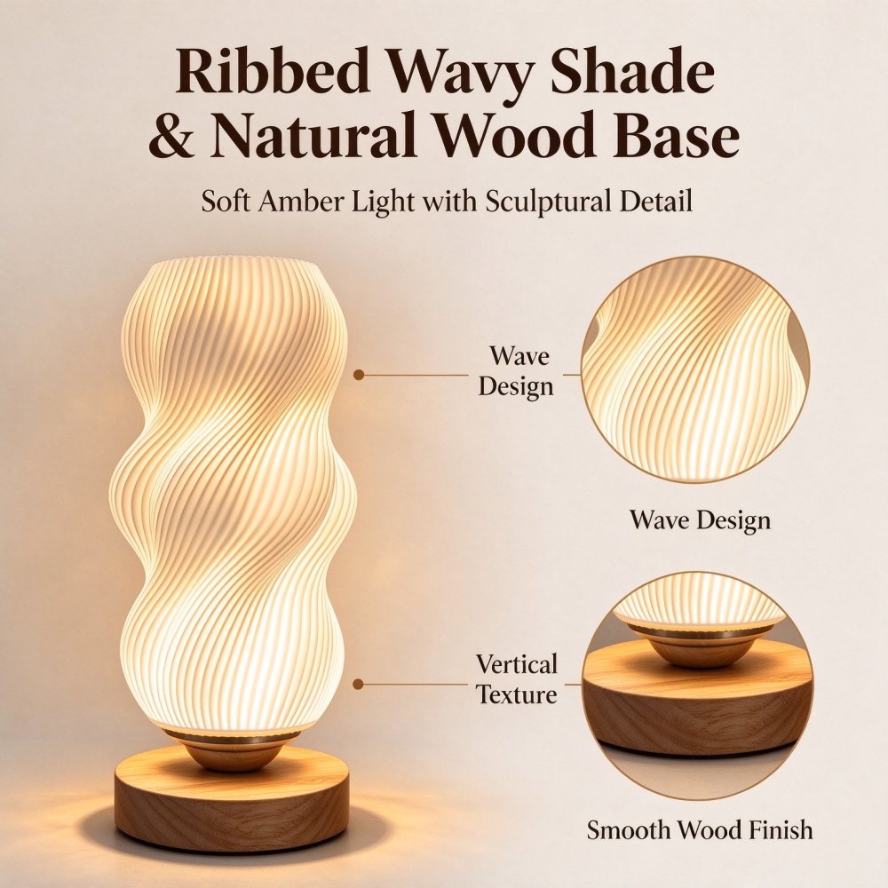 3D Printed Wave Texture Night  - đánh giá và giá Lighting Decor Bedroom