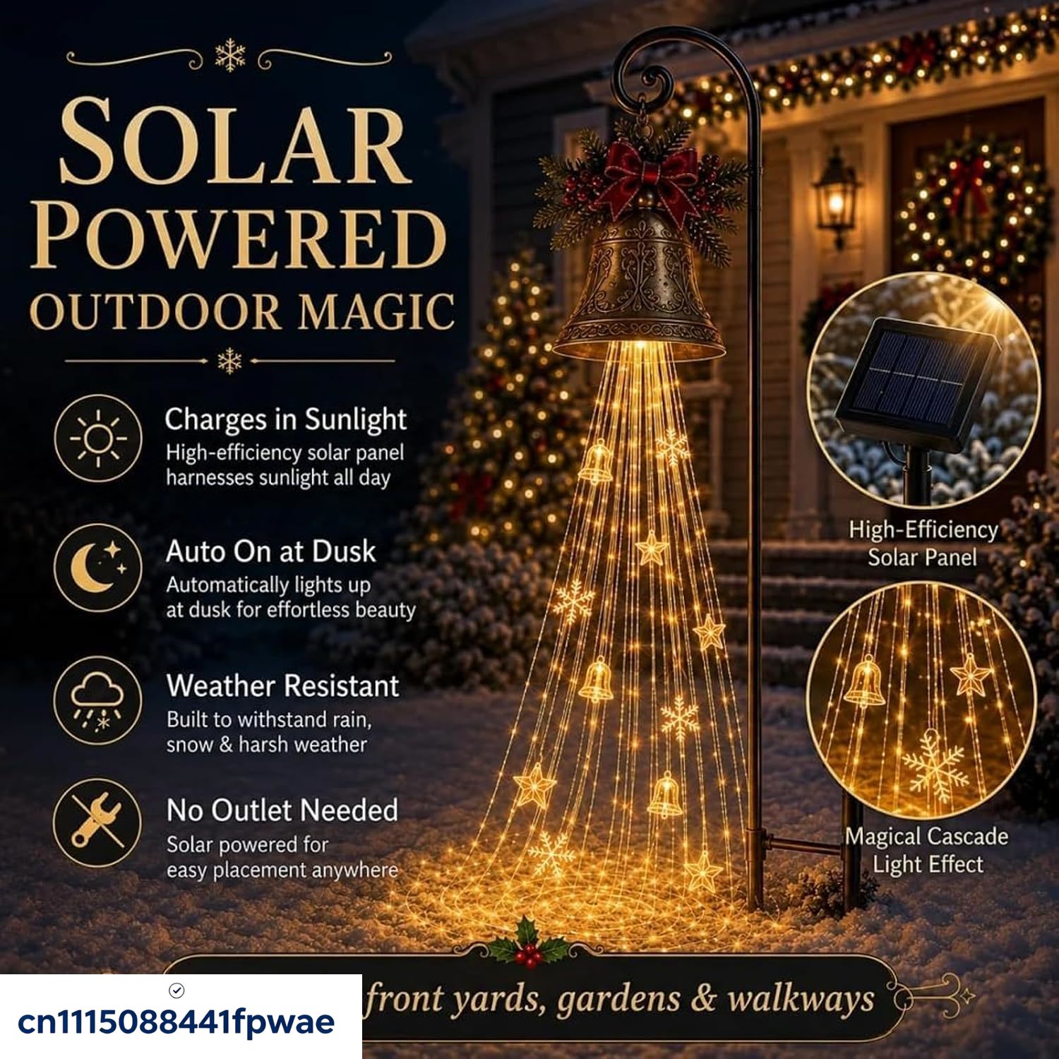 Christmas Bell Cascade Solar Y - đánh giá và giá Lighting Christmas Decor